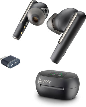 "Immerse Yourself in Crystal-Clear Audio with Poly Voyager Free 60+ UC True Wireless Earbuds - Noise-Canceling Mics, ANC, and Smart Charge Case - Perfect for iPhone, Android, PC/Mac, Zoom, and Teams"