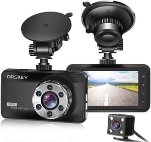 "Ultimate Road Safety Guardian: Dual Dash Cam with Full HD Front and Rear Cameras, Wide Angle HDR, Night Vision, Motion Detection, and G-Sensor"