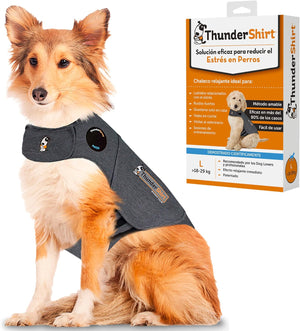 "ThunderEase Calming Jacket for Dogs: Instant Relief for Anxiety, Fireworks, Travel, and Thunderstorms - Grey (5 Sizes Available, Large)"