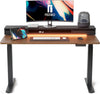 " Electric Standing Desk with Glass Top, Adjustable Sit Stand Table with Storage and Double Drawer - Modern Black Frame with Black Walnut Top"