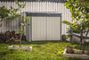 "Spacious and Stylish  Premier XL Outdoor Storage Shed - Perfect for Organizing Your Garden, Grey and Black, 141 X 82 X 123.5 Cm"