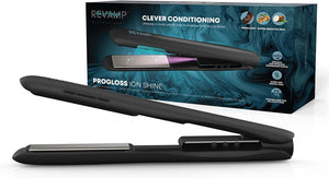 "Ultimate Frizz-Free Hair Straightener with Progloss Ion Shine, Infused with Keratin, Argan, and Coconut Oils, Adjustable Heat Settings - Get Sleek, Silky Hair!"