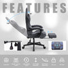 Gaming Chair for Adults, Computer Chairs with Footrest, Ergonomic PC Chair with Massage, Office Chair with Armrests, up to 150Kg, Grey