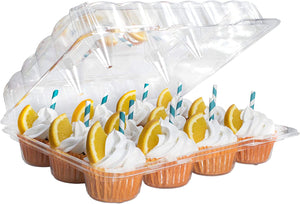 "Katgely Cupcake Containers - Pack of 30, Clear Plastic Boxes, Stackable & Disposable - Perfect for Transporting and Showcasing Your Delicious Cupcakes!"