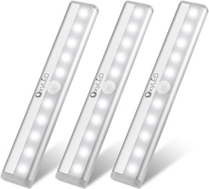 " Motion Sensor Under Cabinet Lights - Brighten Your Kitchen with 3 Pack Wardrobe Lights, Easy Stick-On Installation, Automatic On/Off, Perfect for Stairs and More!"
