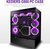" G900 E-ATX Tower PC Case - Stunning Tempered Glass, 4 Pre-Installed PWM ARGB Fans, Sleek Black Design"