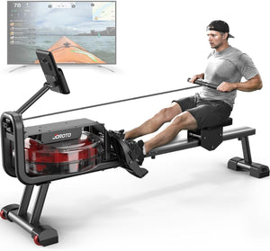 "Experience the Ultimate Home Gym Workout with our High-Performance Water Rowing Machine - Featuring Bluetooth and Tablet Holder - Supports up to 330LS Weight Capacity!"