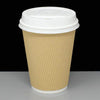 "Ultimate Deal: 100 Pack of 12oz Triple Walled Ripple Cups with Lids - Perfect for Coffee, Tea, and Hot Drinks!"