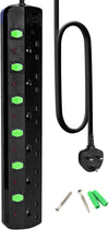 "Power up your space with the  6 Way Extension Lead - Switches, Wall Mountable, 1.8M/5.9Ft Cable, 13A, 3250W"