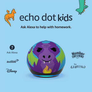 "2022 Echo Dot Kids: Smart Speaker with Alexa, Parental Controls, and Dragon Design - Perfect for Kids!"