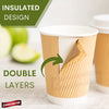 "Keep Your Beverages Hot and Your Hands Cool with  Insulated Ripple Wall Paper Cups for Tea and Coffee Takeaway Drinks (8Oz, 50 Cups + 50 Lids)"