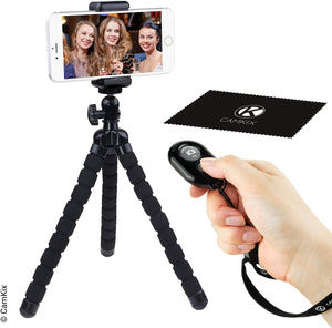 "Capture Perfect Moments Anywhere with our Versatile Cell Phone Tripod and Bluetooth Remote - Compatible with iPhone, Samsung Galaxy, and More! - Easy-to-Use Octopus Style Mount and Universal Phone Holder - Elevate Your Smartphone Photography Game!"