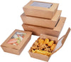 " 50-Piece Eco-Friendly Food Containers - Perfect for Takeaway Salads, Sandwiches, and More! Biodegradable Kraft Paper Box with Window, Oil and Water Proof, 500ml/17oz Capacity"