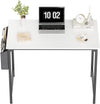 "Modern Minimalist Study Desk with Sleek Metal Frame - Perfect for Home Office or Writing Space - Compact and Stylish - White Tabletop with Black Metal Frame"