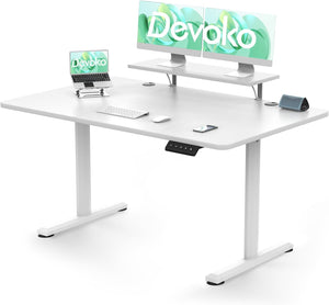 " Smart Electric Standing Desk with Monitor Stand - Height Adjustable Home Office Desk for Productivity and Comfort (White, 140 X 60cm)"
