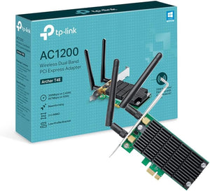 "Enhance Your Desktop's Connectivity with  AC1200 Dual Band Wireless PCI Express Adapter - Boost Internet Speeds, Easy Installation, Windows Compatibility (Archer T4E)"