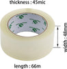 "Ultimate Secure & Sticky Packing Tape Set - 6 Rolls + 1 Dispenser | No-Bubble, Heavy Duty Packaging Tape for Moving, Sealing, and Shipping | Clear, Strong, and Reliable | 45Mic x 48mm x 66m"