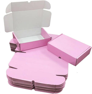 "Vibrant Coloured Cardboard Boxes - Perfect for Shipping, Mailing, Storage, and Gifting - Choose from Pink, Black, Light Blue & Red - 10" X 7" X 3" - Pack of 10"