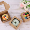 "Deluxe Bakery Box Set: 50 Brown Kraft Paper Boxes with Window and 60 Stickers - Perfect for Pastries, Cookies, Cakes, and Cupcakes!"