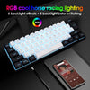 " Ultra-Compact Mini Gaming Keyboard - 60% Wired, True RGB Mechanical Feel, Detachable Cable - Sleek Black and White Design with Colorful Illumination"