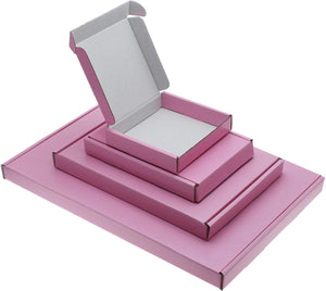 "Deluxe Satin Pink Cardboard Shipping Boxes - Choose from Multiple Sizes (Pack of 100)"