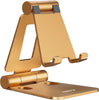 "Enhanced  Foldable Phone Stand - Sleek Rose Gold Desktop Holder for iPhone, Samsung Galaxy, Nintendo Switch, and More!"