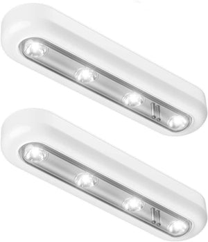 " Touch Closet Light - Convenient Cordless LED Night Light with Touch Sensor, Stick-On Anywhere, Rotatable Light Panel - Perfect for Closets, Stairs, and More! (2 Pack, White, Battery Operated)"