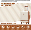 " 3-Piece Luggage Set: Stylish Hard Shell Suitcase with TSA Lock, Travel Backpack, and Toiletry Bag - Lightweight and Durable (White/Brown, 20 Inch)"
