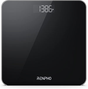 "Get Fit with our High-Precision Digital Bathroom Scale - Measure Your Body Weight with Ease! (Stone/Lb/Kg) - Sleek Black Design, Large Platform for Comfortable Weighing, Powered by Core 1S Technology"