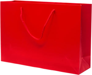 "Stylish and Sturdy Red Laminated Paper Bags with Rope Handles - Set of 20 - Perfect for Gifting and Carrying"