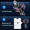 "Ultimate Bluetooth Car FM Transmitter: Dual USB, Hands-Free Calling, Music Player, Light Switch & Fast Car Charger - Sleek Black Design!"