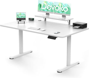 " Smart Electric Standing Desk - Height Adjustable with Monitor Stand - Stylish Home Office Desk with Memory Pannel - 160 X 70cm (White)"