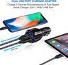 "2-in-1 Rapid Car Charger: Power Up Your Devices Anywhere with Lightning Speed - Works with iPhone, Samsung, iPad, Huawei - Sleek Black Design"