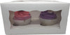"Deluxe Cupcake Packaging: Elegant Windowed Boxes for 1, 2, 4, 6, 12 & 24 Cupcakes - Includes Removable Trays (Pack of 50, Holds 2)"