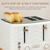 Luxury Breakfast Bundle:  3000W Rapid Boil Kettle & 4 Slice Toaster Set - 7 Browning Controls, Defrost, Reheat, Crumb Tray - Cream White