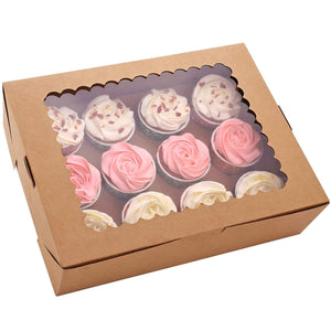 "Deluxe Cupcake Box Set - Safely Transport and Showcase 12 Delicious Cupcakes - Perfect for Bakers, Bakeries, and Dessert Lovers!"