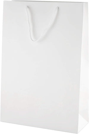 "Premium White Paper Bags with Elegant Rope Handles - Perfect for Gifting and Retail - Medium Tall Size 250X360X100Mm"