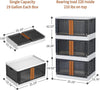 " 95L Collapsible Plastic Storage Boxes - 3 Pack Stackable Bins with Doors for Wardrobe Organization and Toy Storage"