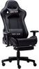 Office Chair,Gaming Chair with Footrest Lumbar Support for Adults,Pu Leather Ergonomic Massage Chair for Home,Computer Video Gamer Chair(Yk-6008-Black)