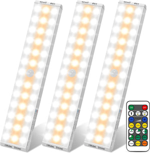 "Enhanced  Motion Sensor Light: Wireless, Dimmable, and Rechargeable - Perfect for Wardrobes and Cabinets - Set of 3"