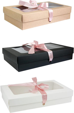 "Stylish and Versatile Gift Box Set - 12 Elegant Boxes with Clear Lid, Satin Ribbon, and Multiple Colors - Perfect for Any Occasion!"